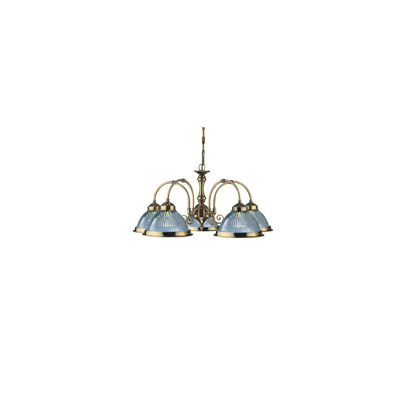 Searchlight 5 Light American Diner Ceiling Light Antique Brass 5852