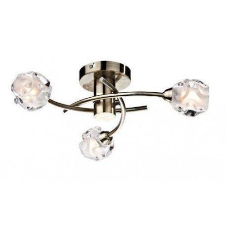 Dar Seattle 3 Light Semi Flush Antique Brass