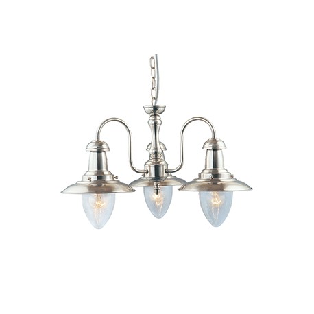 Searchlight 5333 3ss Fisherman 3 Light Pendant Satin Silver Finish