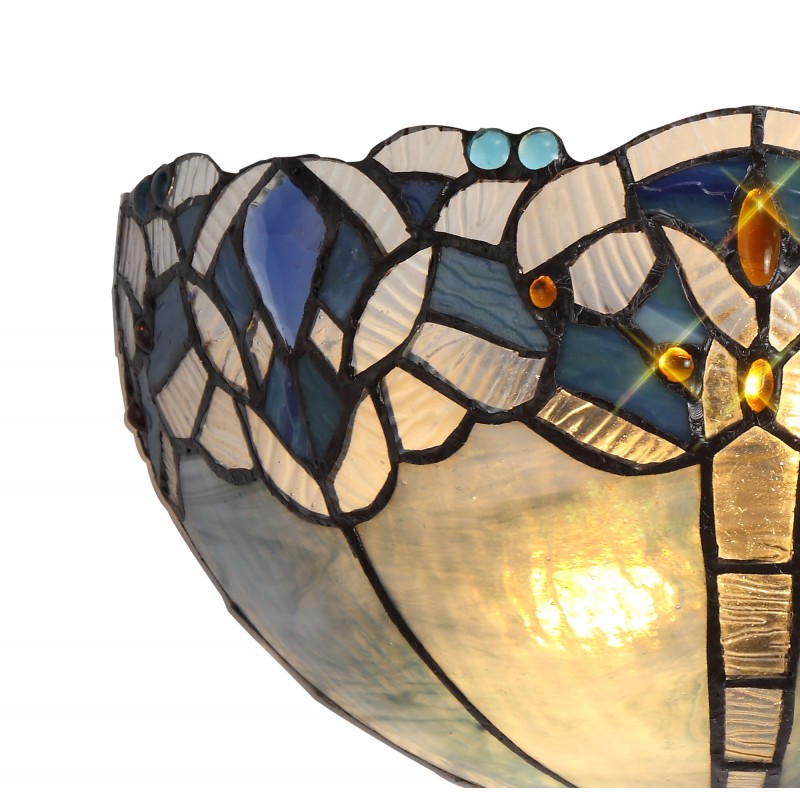 Sapphire Tiffany Large Table Lamp Octagonal base